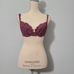Victoria's Secret Burgundy Vintage Y2K Lace‎ Bra Size 36B NWOT